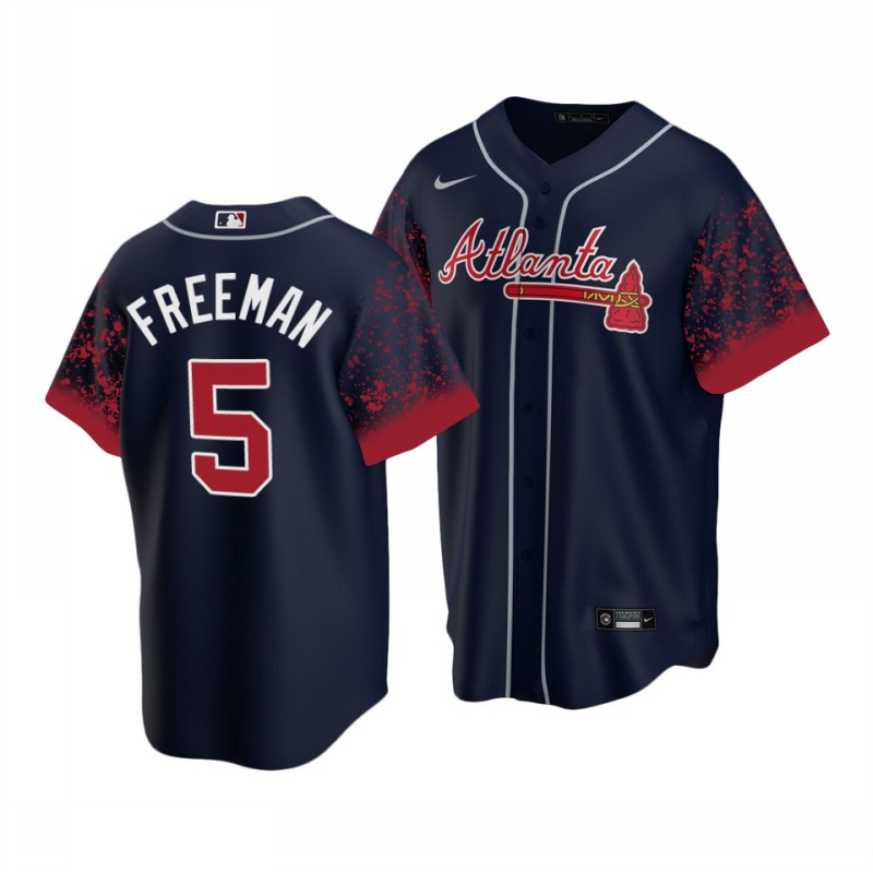 Men's Atlanta Braves #5 Freddie Freeman 2021 Navy Cool Base Stitched Jersey